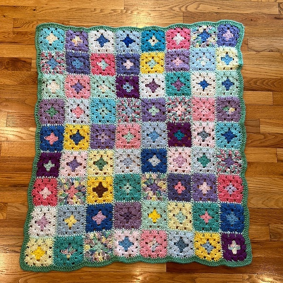 Bedding Lovely Vintage Crocheted Granny Square Blanket Poshmark
